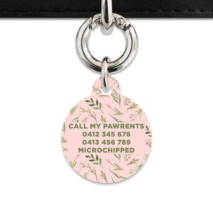 Bailey And Bone Pet Tag Pink And Green Garden Leaves Pet Tag