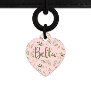 Bailey And Bone Pet Tag Pink And Green Garden Leaves Pet Tag