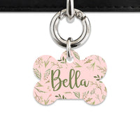 Bailey And Bone Pet Tag Pink And Green Garden Leaves Pet Tag