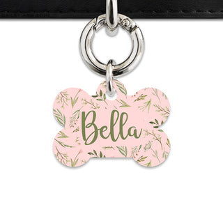 Bailey And Bone Pet Tag Pink And Green Garden Leaves Pet Tag