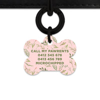 Bailey And Bone Pet Tag Pink And Green Garden Leaves Pet Tag