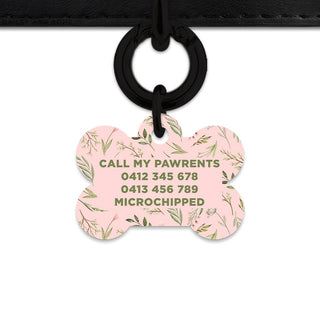 Bailey And Bone Pet Tag Pink And Green Garden Leaves Pet Tag