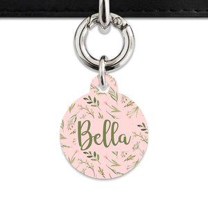 Bailey And Bone Pet Tag Pink And Green Garden Leaves Pet Tag