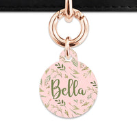 Bailey And Bone Pet Tag Pink And Green Garden Leaves Pet Tag