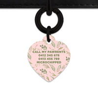 Bailey And Bone Pet Tag Pink And Green Garden Leaves Pet Tag