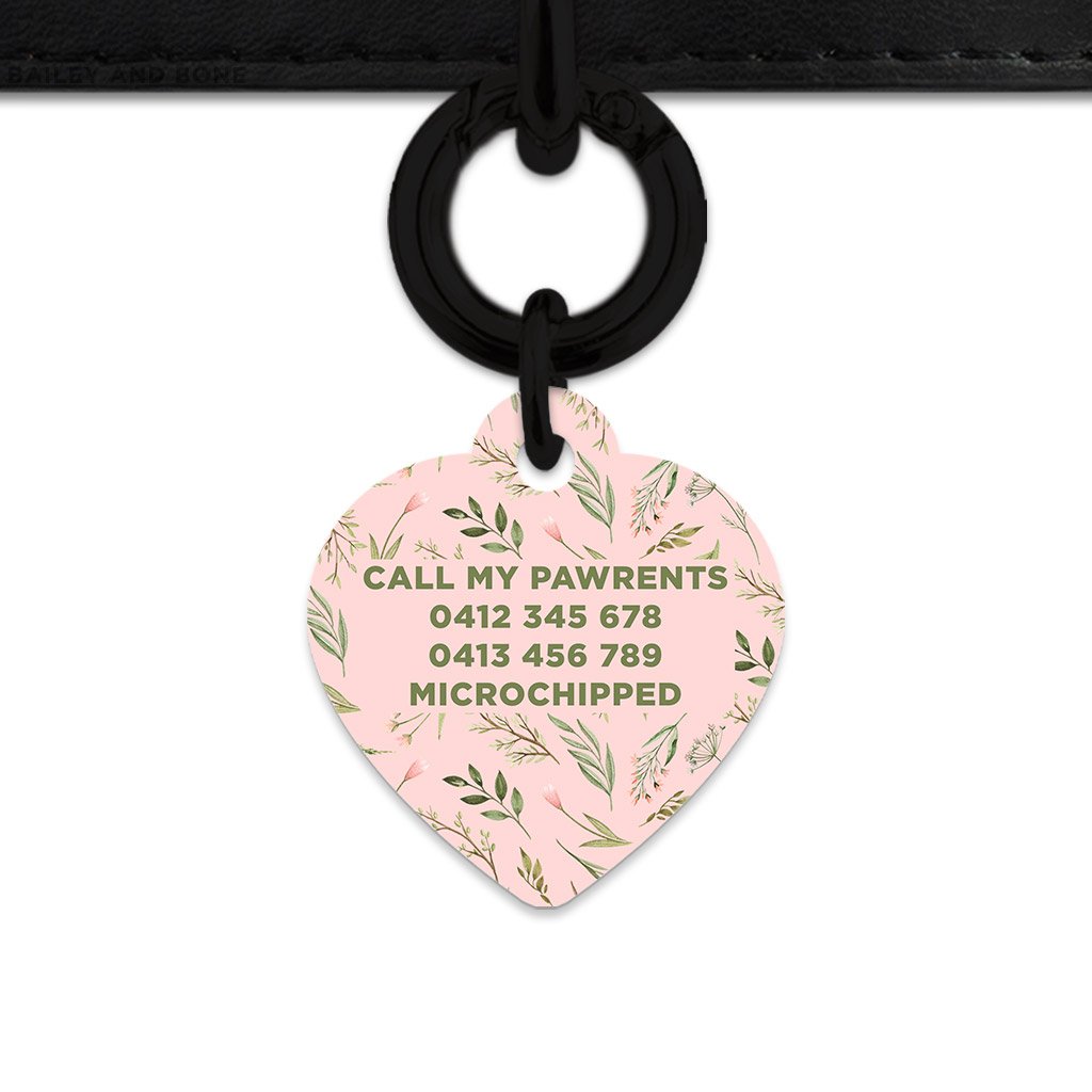 Bailey And Bone Pet Tag Pink And Green Garden Leaves Pet Tag