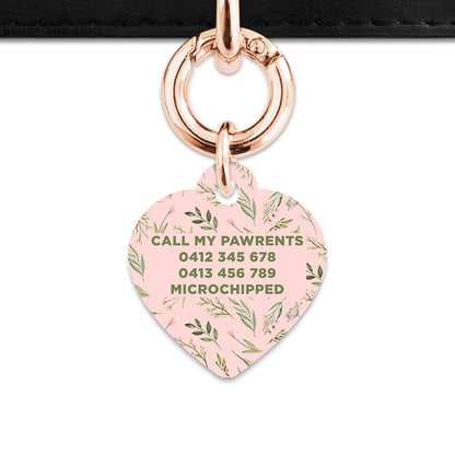 Bailey And Bone Pet Tag Pink And Green Garden Leaves Pet Tag