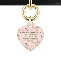 Bailey And Bone Pet Tag Pink And Green Garden Leaves Pet Tag