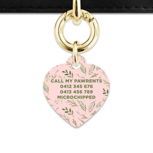 Bailey And Bone Pet Tag Pink And Green Garden Leaves Pet Tag