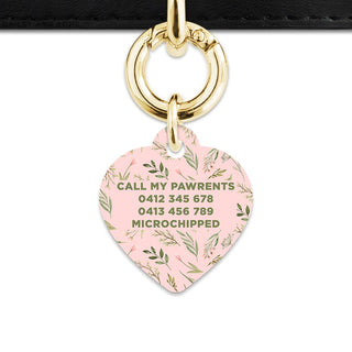 Bailey And Bone Pet Tag Pink And Green Garden Leaves Pet Tag