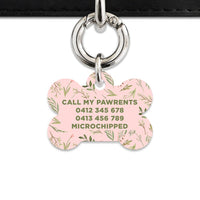 Bailey And Bone Pet Tag Pink And Green Garden Leaves Pet Tag