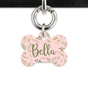 Bailey And Bone Pet Tag Pink And Green Garden Leaves Pet Tag
