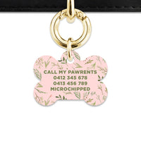 Bailey And Bone Pet Tag Pink And Green Garden Leaves Pet Tag