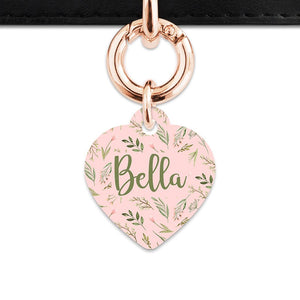 Bailey And Bone Pet Tag Pink And Green Garden Leaves Pet Tag