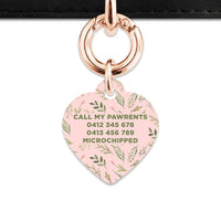 Bailey And Bone Pet Tag Pink And Green Garden Leaves Pet Tag