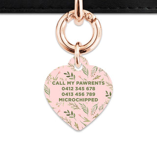Bailey And Bone Pet Tag Pink And Green Garden Leaves Pet Tag
