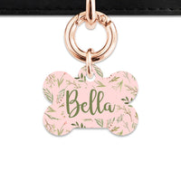 Bailey And Bone Pet Tag Pink And Green Garden Leaves Pet Tag