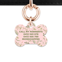 Bailey And Bone Pet Tag Pink And Green Garden Leaves Pet Tag