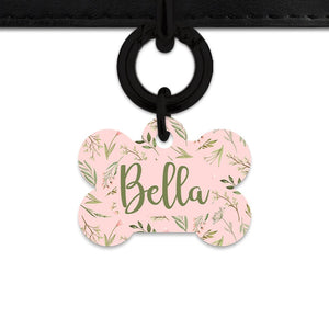 Bailey And Bone Pet Tag Pink And Green Garden Leaves Pet Tag