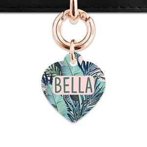 Bailey And Bone Pet Tag Pink And Green Palms Pet Tag