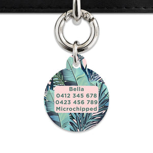 Bailey And Bone Pet Tag Pink And Green Palms Pet Tag