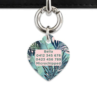Bailey And Bone Pet Tag Pink And Green Palms Pet Tag