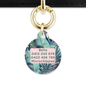 Bailey And Bone Pet Tag Pink And Green Palms Pet Tag