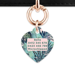 Bailey And Bone Pet Tag Pink And Green Palms Pet Tag