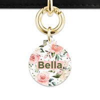Bailey And Bone Pet Tag Pink And Green Roses Pet Tag