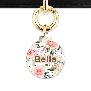 Bailey And Bone Pet Tag Pink And Green Roses Pet Tag
