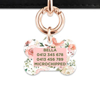 Bailey And Bone Pet Tag Pink And Green Roses Pet Tag