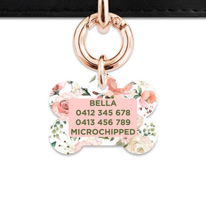Bailey And Bone Pet Tag Pink And Green Roses Pet Tag