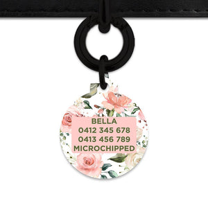 Bailey And Bone Pet Tag Pink And Green Roses Pet Tag