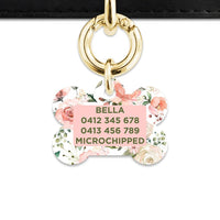 Bailey And Bone Pet Tag Pink And Green Roses Pet Tag