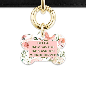 Bailey And Bone Pet Tag Pink And Green Roses Pet Tag