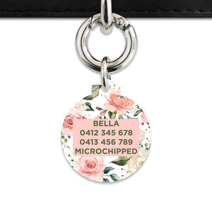 Bailey And Bone Pet Tag Pink And Green Roses Pet Tag
