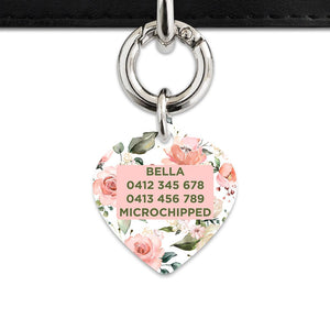 Bailey And Bone Pet Tag Pink And Green Roses Pet Tag