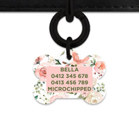 Bailey And Bone Pet Tag Pink And Green Roses Pet Tag
