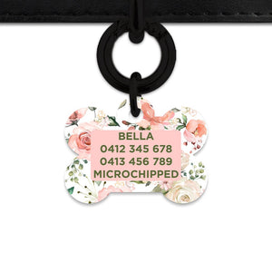 Bailey And Bone Pet Tag Pink And Green Roses Pet Tag