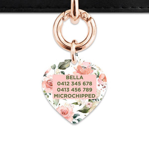 Bailey And Bone Pet Tag Pink And Green Roses Pet Tag