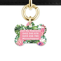 Bailey And Bone Pet Tag Pink And Green Tropical Flowers Pet Tag