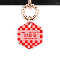 Bailey And Bone Pet Tag Pink And Red Checkers Pet Tag