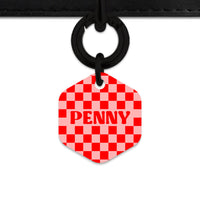 Bailey And Bone Pet Tag Pink And Red Checkers Pet Tag