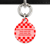 Bailey And Bone Pet Tag Pink And Red Checkers Pet Tag