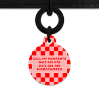 Bailey And Bone Pet Tag Pink And Red Checkers Pet Tag