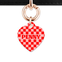 Bailey And Bone Pet Tag Pink And Red Checkers Pet Tag