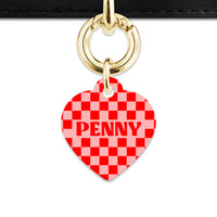 Bailey And Bone Pet Tag Pink And Red Checkers Pet Tag