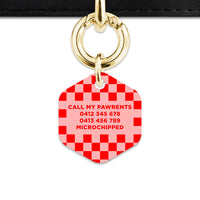 Bailey And Bone Pet Tag Pink And Red Checkers Pet Tag