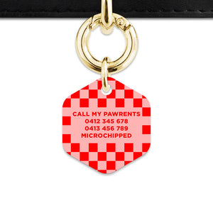 Bailey And Bone Pet Tag Pink And Red Checkers Pet Tag