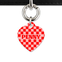 Bailey And Bone Pet Tag Pink And Red Checkers Pet Tag